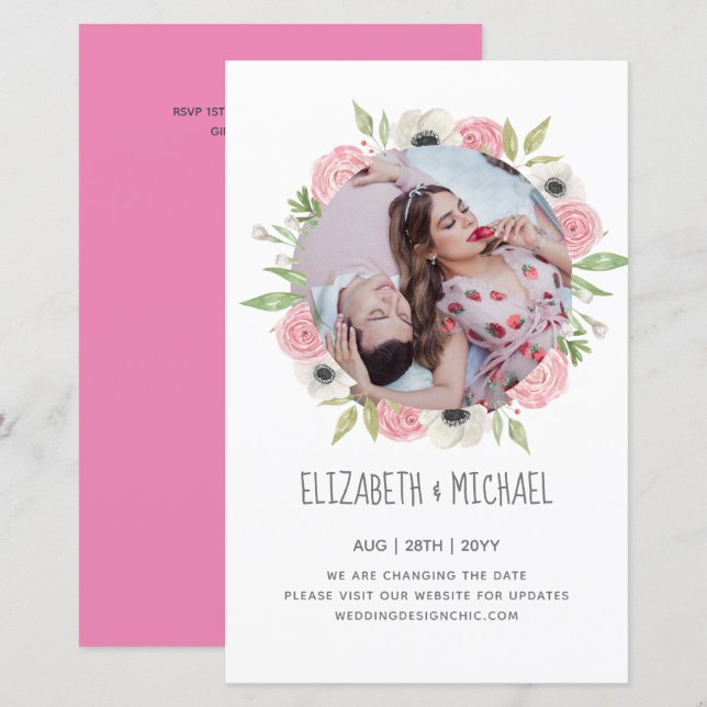 Cheapest PHOTO Change The Date Floral Wreath (Front/Back)