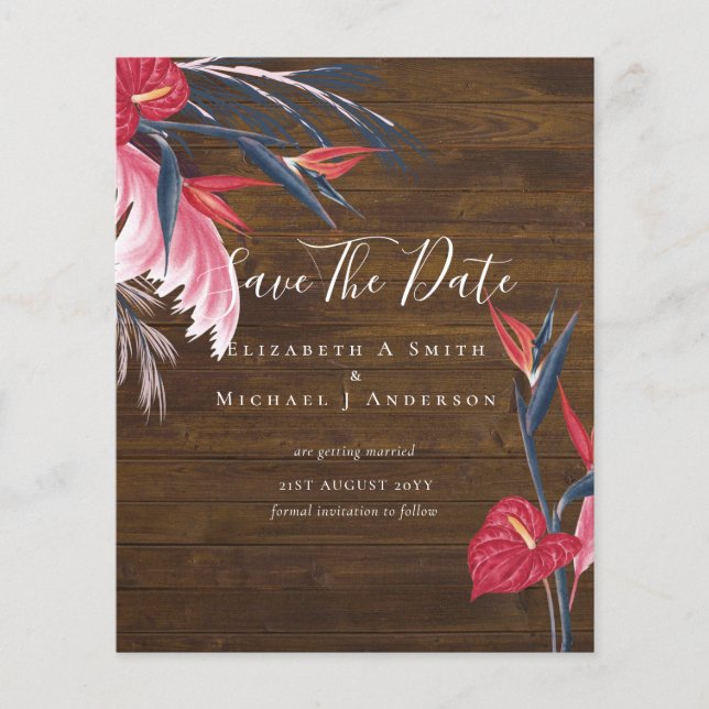 CHEAPEST PHOTO Save Dates Pampas Grass Tropical Flyer (Front)