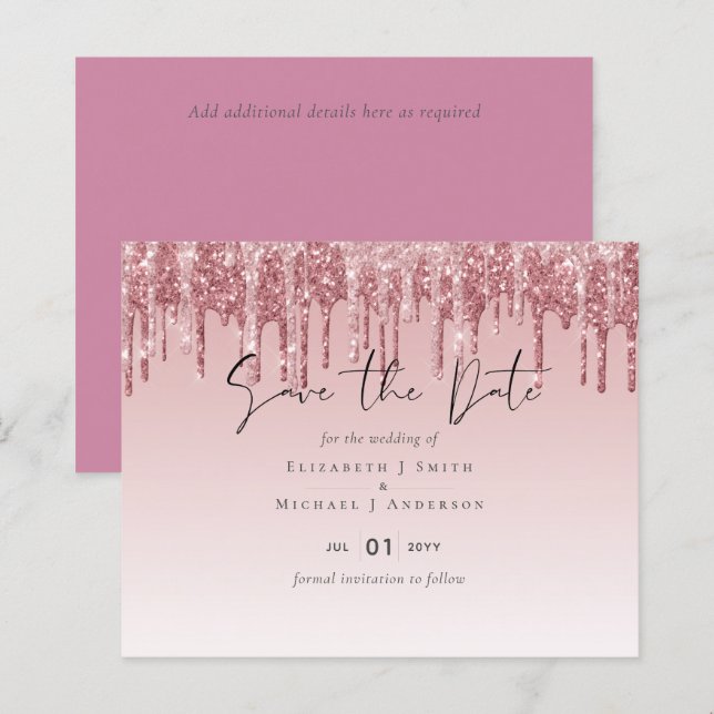 CHEAPEST Rose Gold Pink Glitter Wedding (Front/Back)