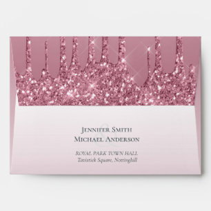 CHEAPEST Rose Gold Pink Glitter Wedding Envelope