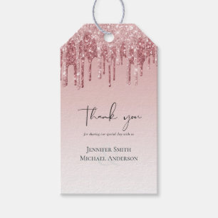 CHEAPEST Rose Gold Pink Glitter Wedding Gift Tags