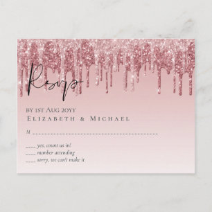 CHEAPEST Rose Gold Pink Glitter Wedding Postcard