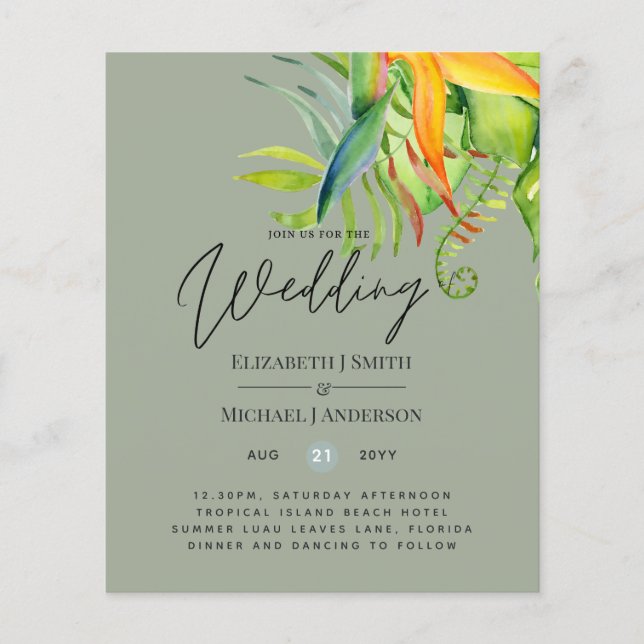 Cheapest Tropical Leaves Wedding Luau Reception (Front)