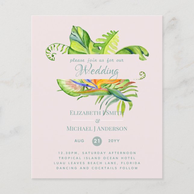 Cheapest Tropical Leaves Wedding Luau Reception (Front)