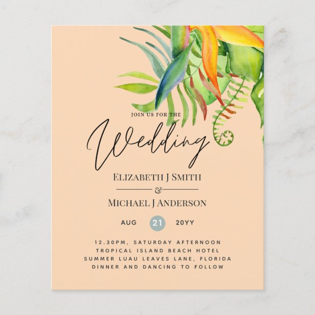 Cheapest Tropical Leaves Wedding Luau Reception (Front)