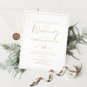 Cheapest Wedding Invitations Classic White Gold Flyer