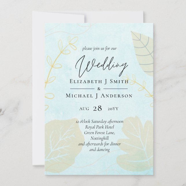 Cheapest Wedding Watercolor Blue Wash Script (Front)