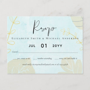 Cheapest Wedding Watercolor Blue Wash Script Postcard