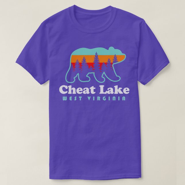 Cheat Lake West Virginia Camping Bear Retro T-Shirt (Design Front)