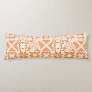 Cheater Traditional Patchwork Stars Quilt Orange Body Cushion