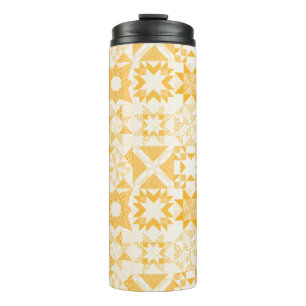 Cheater Traditional Patchwork Stars Quilt White Thermal Tumbler