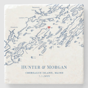 Chebeague Island Maine Destination Wedding Favour Stone Coaster