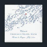 Chebeague Island Maine Map Elegant Wedding Favour Magnet<br><div class="desc">Quick and Easy ordering! These Chebeague Island, Maine map magnets are perfect to welcome your out of town guests with welcome bag goodies, or customise them for your wedding party. Move the heart by clicking "Edit Using design tool" under "Personalise". Map includes Cape Elizabeth, Portland, Cumberland, Falmouth, Freeport, the islands...</div>