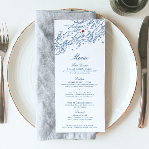 Chebeague Island Maine Wedding Elegant Navy Menu
