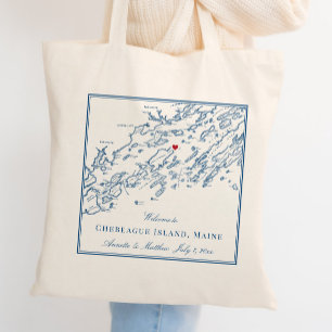 Chebeague Island Map Elegant Wedding Welcome Tote Bag