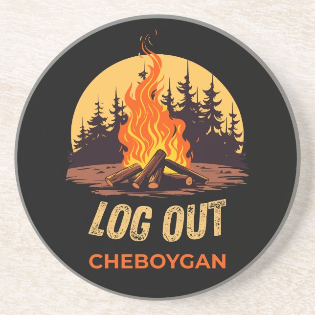 Cheboygan Michigan Campfire Coaster (Front)