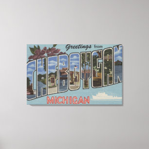 Cheboygan, Michigan - Large Letter Scenes Canvas Print