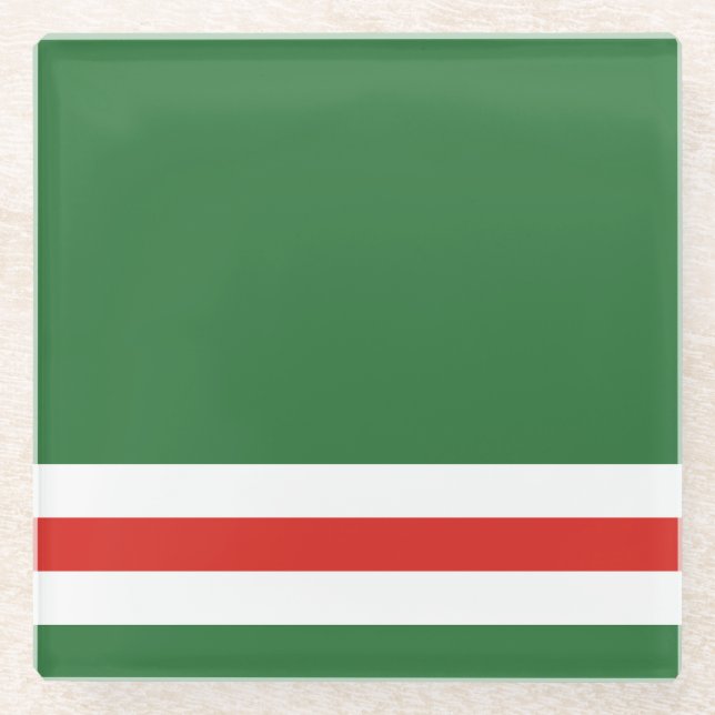 Chechen Republic of Ichkeria Flag Glass Coaster (Front)