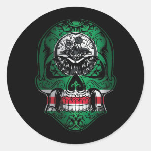 Chechen Republic of Ichkeria Skull And Roses Flag Classic Round Sticker