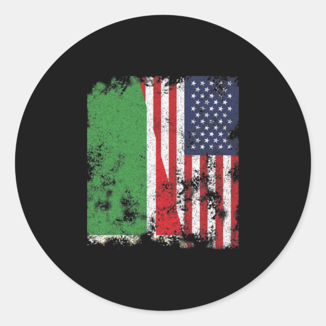 Chechen Republic USA Flag Half American Classic Round Sticker (Front)