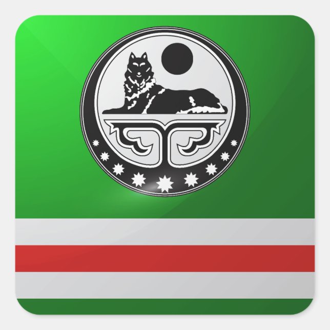 Chechen square glossy flag sticker (Front)