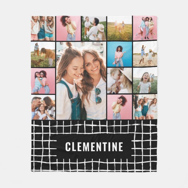 Check 16 photo modern minimal simple fleece blanke (Front)