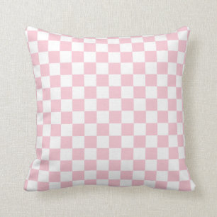 Check Baby Pink And White Chequerboard Pattern Cushion