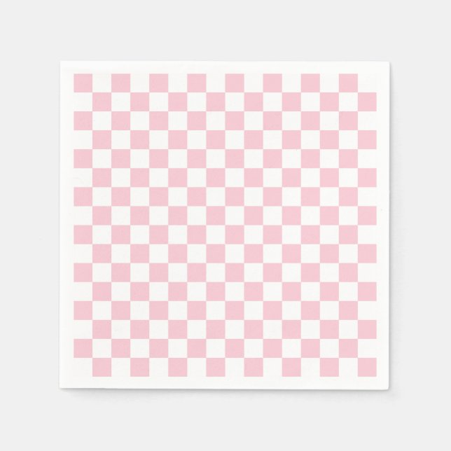 Check Baby Pink And White Chequerboard Pattern Napkin (Front)