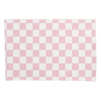 Check Baby Pink And White Chequerboard Pattern Pillowcase
