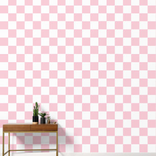 Check Baby Pink And White Chequerboard Pattern  Wallpaper