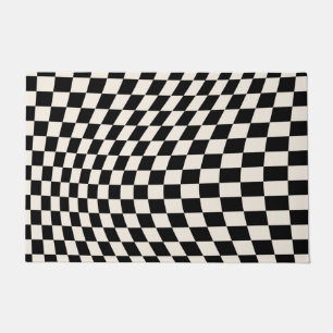 Check Black And Cream White Pattern Checkerboard Doormat