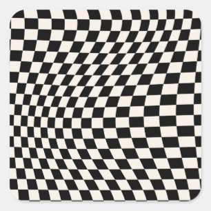 Check Black And Cream White Pattern Chequerboard Square Sticker