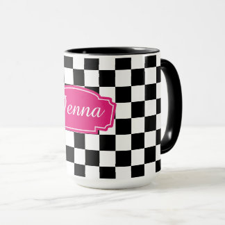 Check black and white  mug