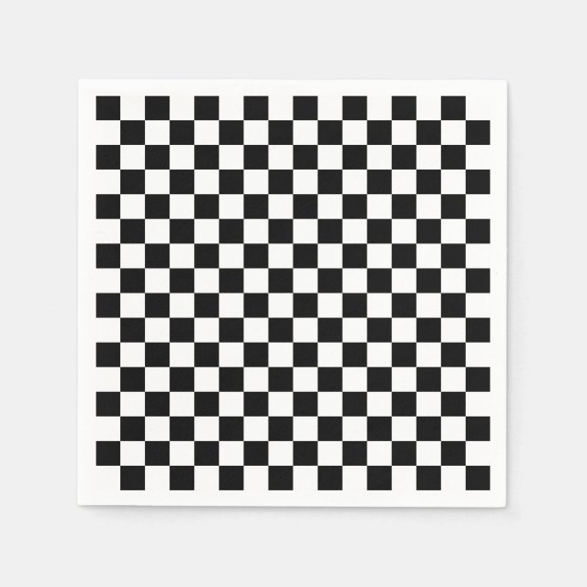 Check Black White Chequered Pattern Chequerboard Napkin (Front)