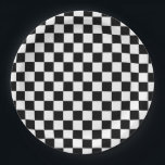 Check Black White Chequered Pattern Chequerboard Paper Plate<br><div class="desc">Chequered Pattern – Black and white chequerboard.</div>