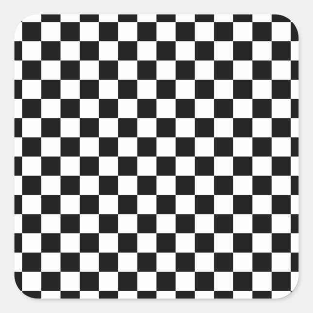 Check Black White Chequered Pattern Chequerboard Square Sticker (Front)
