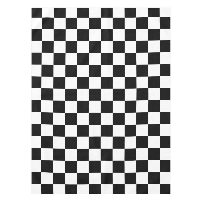 Check Black White Chequered Pattern Chequerboard Tablecloth (Front)