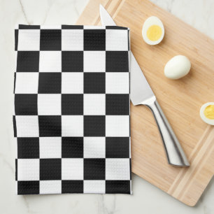 Check Black White Chequered Pattern Chequerboard Tea Towel