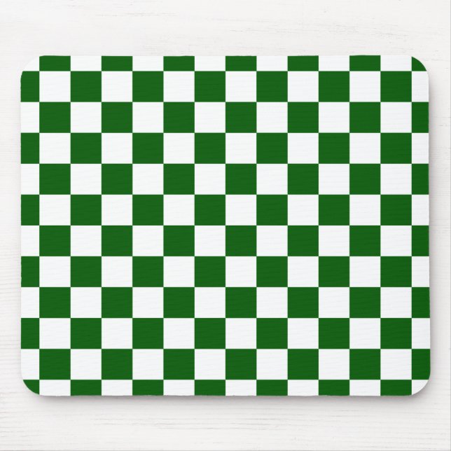 Check Board Pattern White x Green Mouse Mat (Front)