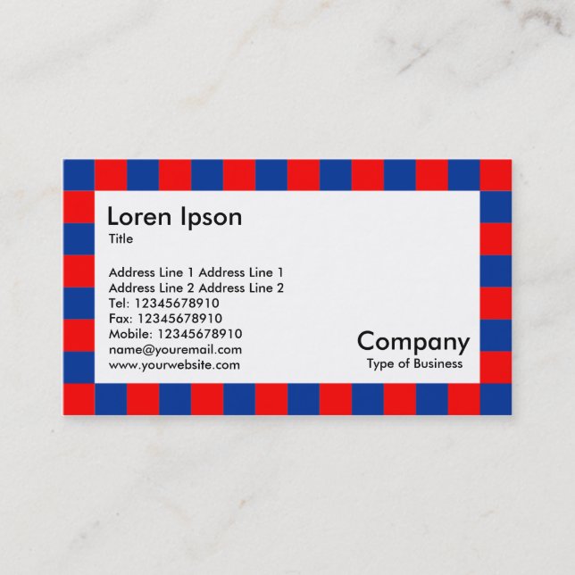 Check Border - Red and Blue Business Card (Front)