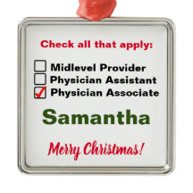Check Box Physician Associate Christmas Ornament