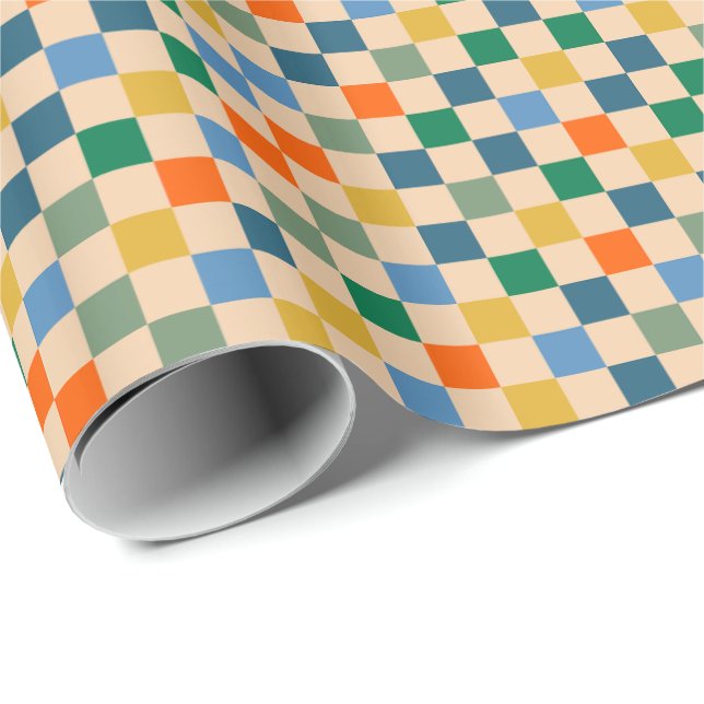Check Checked Checkered Multi-Color Pattern Wrapping Paper (Roll Corner)