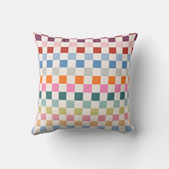 Check Colourful Chequered Pattern Chequerboard Cushion (Back)