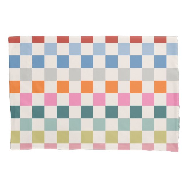 Check Colourful Chequered Pattern Chequerboard Pillowcase (Front)