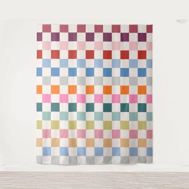Check Colourful Chequered Pattern Chequerboard Tapestry (Front)