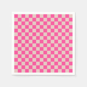 Check Coral Pink Chequered Pattern Chequerboard Napkin
