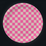 Check Coral Pink Chequered Pattern Chequerboard Paper Plate<br><div class="desc">Chequered Pattern – Coral pink and salmon chequerboard.</div>