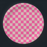 Check Coral Pink Chequered Pattern Chequerboard Paper Plate<br><div class="desc">Chequered Pattern – Coral pink and salmon chequerboard.</div>