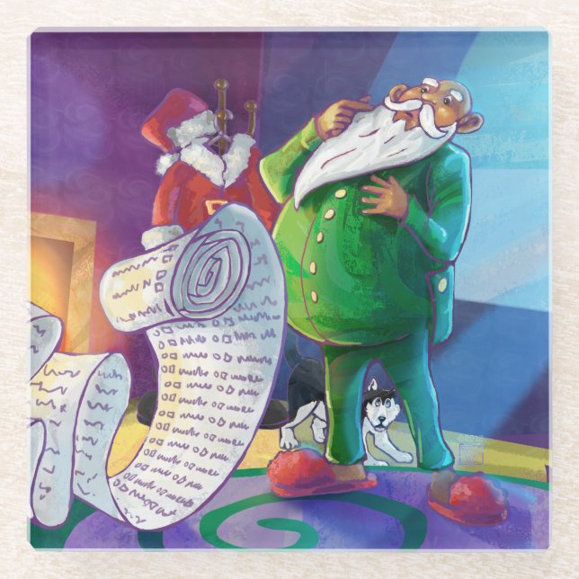 Check it Twice Painting Glass Coaster (Front)