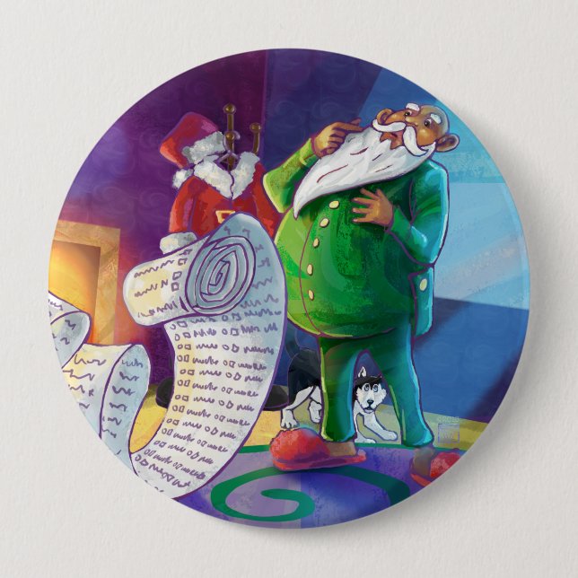 Check it Twice Santa 10 Cm Round Badge (Front)